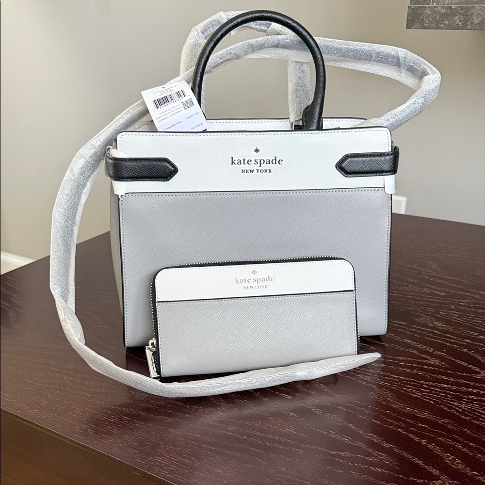 Kate Spade White and Black Satchel Set